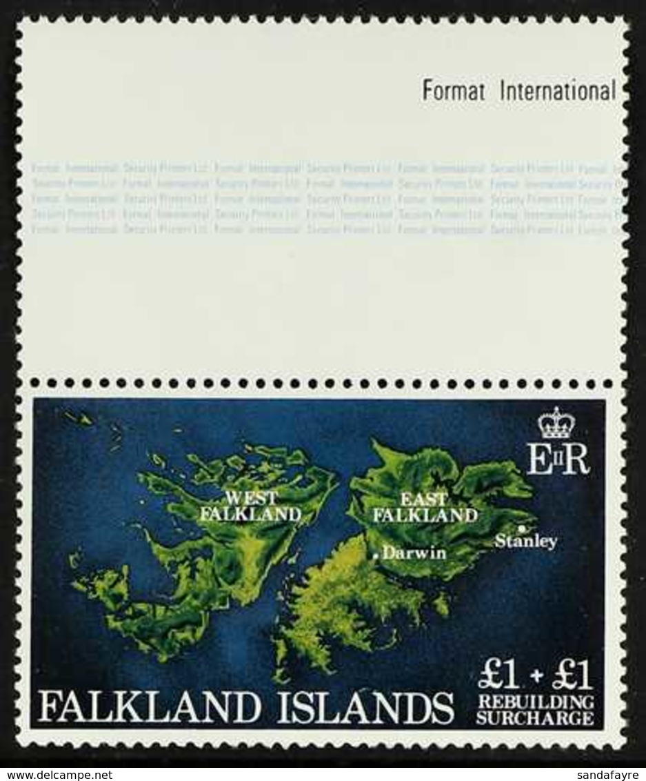 1982  £1+£1 Rebuilding Fund WATERMARK CROWN TO RIGHT OF CA Variety, SG 430w, Never Hinged Mint With Gutter Margin At Top - Falklandinseln