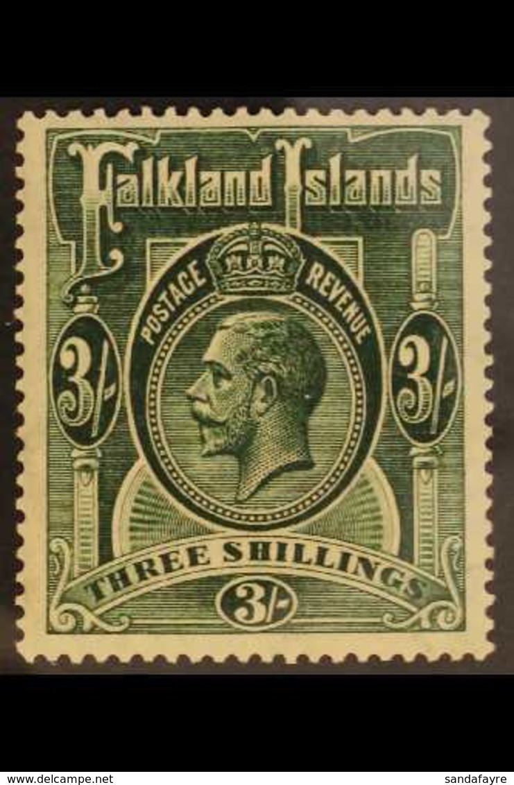 1921  3s Slate Green, Wmk Script, SG 80, Very Fine Mint. For More Images, Please Visit Http://www.sandafayre.com/itemdet - Falklandinseln