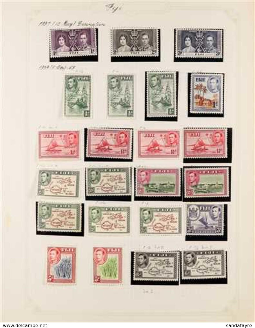 1937-1973 VERY FINE MINT & NHM COLLECTION  On Leaves, Many Stamps Are Never Hinged, All Different. Includes 1938-55 Pict - Fidschi-Inseln (...-1970)