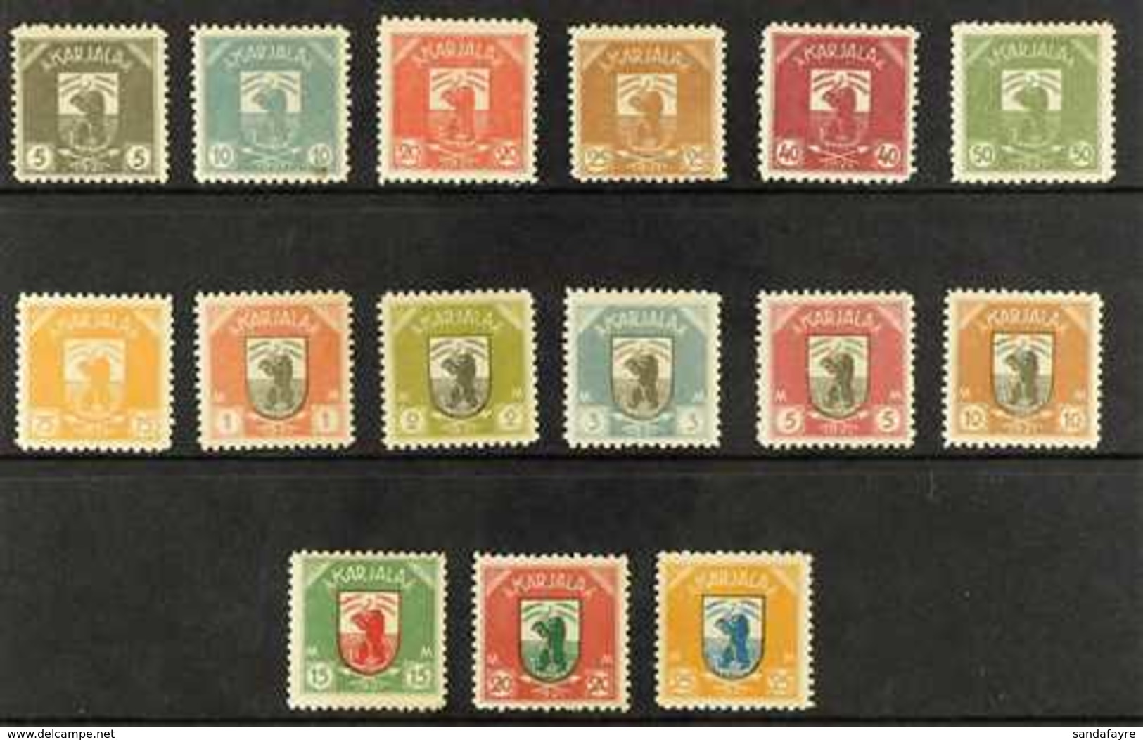 KARELIA  1922 Bear Local Issue Complete Set (Michel 1/15, SG 1/15, Facit 1/15), Fine Mint, Fresh & Scarce. (15 Stamps) F - Sonstige & Ohne Zuordnung