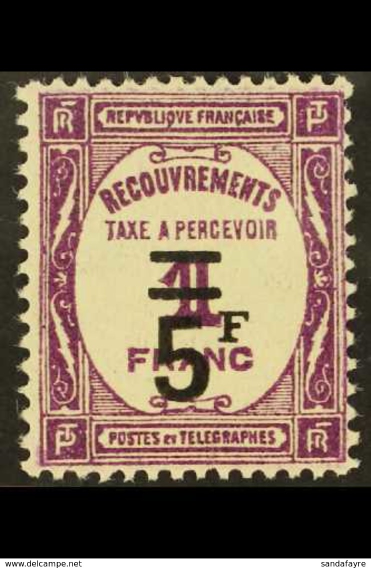 POSTAGE DUE  1929-31 5f On 1f Purple Surcharge (SG D472, Yvert 65), Never Hinged Mint, Fresh. For More Images, Please Vi - Sonstige & Ohne Zuordnung
