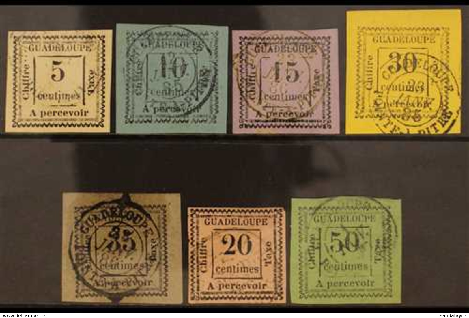 GUADELOUPE  POSTAGE DUES 1884 Set Complete, Yv 6-12, Fine To Very Fine Used. (7 Stamps) For More Images, Please Visit Ht - Sonstige & Ohne Zuordnung