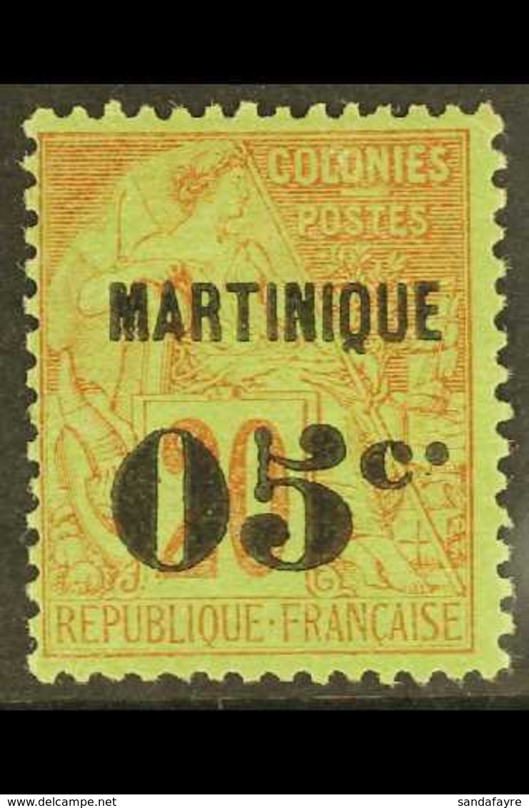 MARTINIQUE  1888-91 05c On 20c Red On Green Surcharge With POINT APRES "C" PLUS HAUT (stop After "c" Raised) Variety, Ma - Sonstige & Ohne Zuordnung