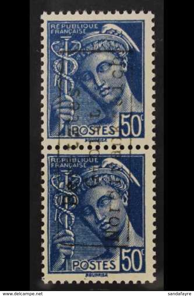 COUDEKERQUE  1940 50c Blue Mercury Vertical Pair With Vertical "Besetztes Gebiet Nordfrankreich" Local Overprint, Michel - Sonstige & Ohne Zuordnung