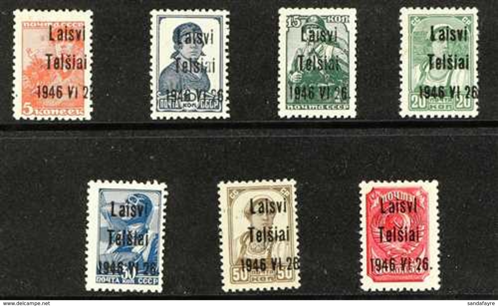 LITHUANIA  TELSIAI 1941 "Workers" Overprinted Set, Michel 1/7, Never Hinged Mint, Signed KRISCHKE BPP. (7 Stamps) For Mo - Sonstige & Ohne Zuordnung