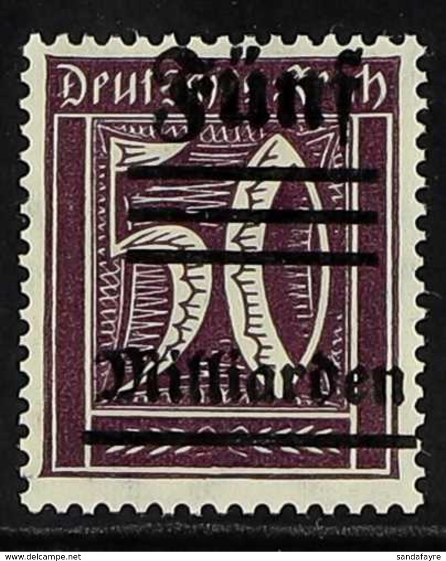 1923  Unissued 5M On 50pf Purple Inflation Provisional Stamp With Handstamp From The Egyptian Royal Collection On Revers - Sonstige & Ohne Zuordnung