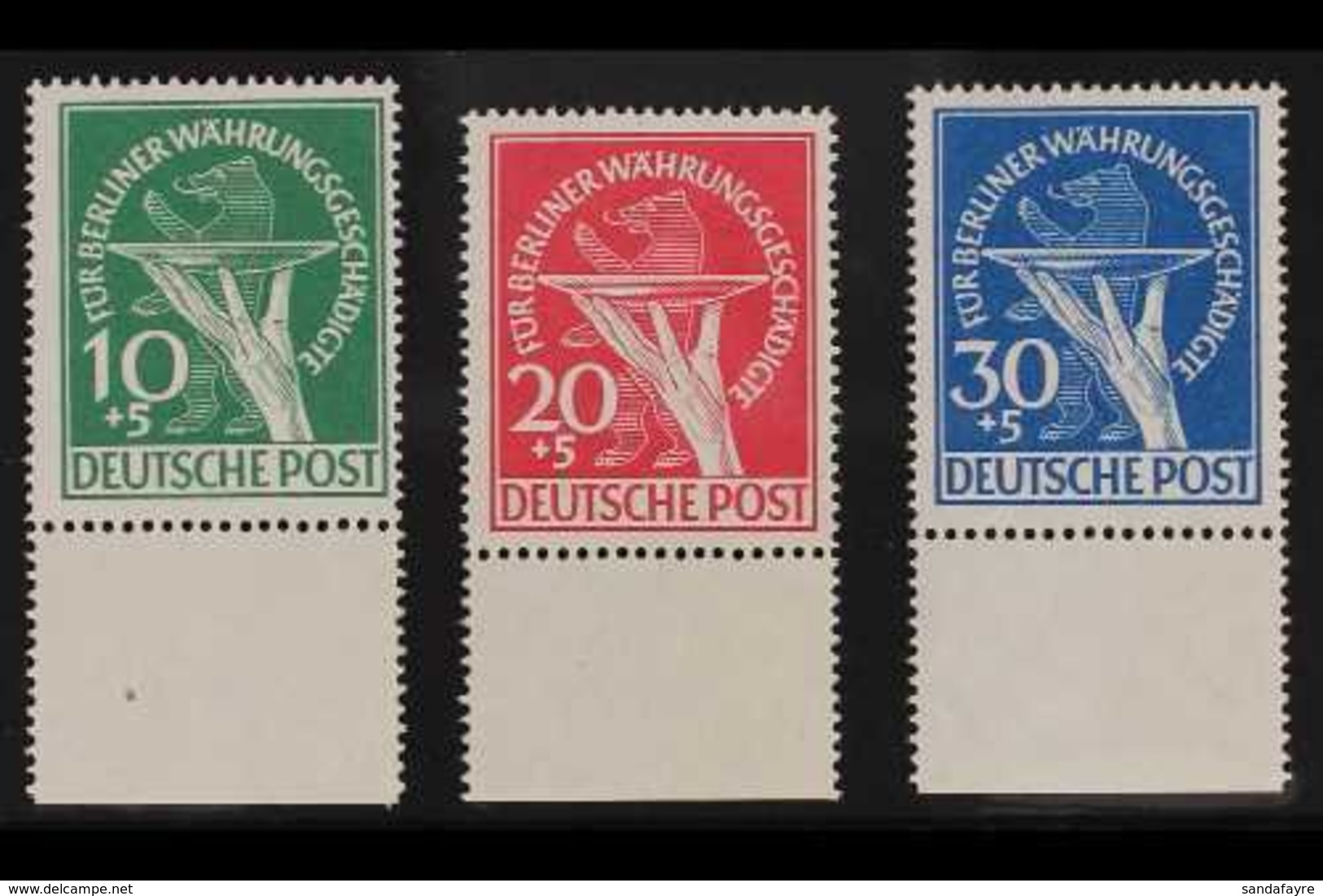 1949  Berlin Relief Fund Complete Set (Michel 68/70, SG B68/70), Fine Never Hinged Mint Lower Marginal Examples, Very Fr - Sonstige & Ohne Zuordnung