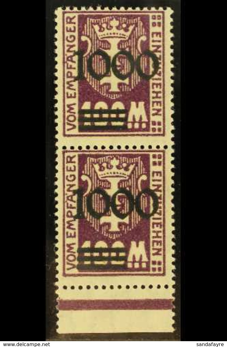 POSTAGE DUE  1923 (Oct) UNISSUED "1000" On 100m Deep Purple With Dull Black (matt) Overprint, Michel I / I, A Superb Nev - Sonstige & Ohne Zuordnung