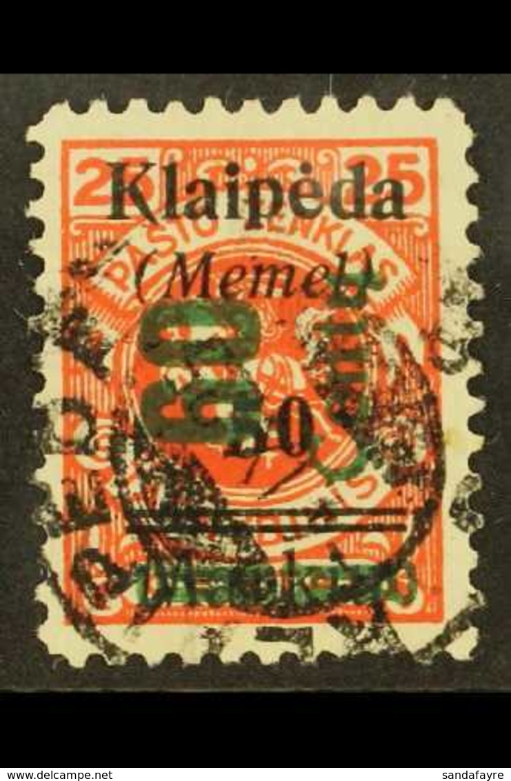 LITHUANIAN OCCUPATION  1923 (Nov) 60c On 50m On 25c Dark Vermilion-red With Type I Surcharge (Michel 233 I, SG 86), Fine - Sonstige & Ohne Zuordnung