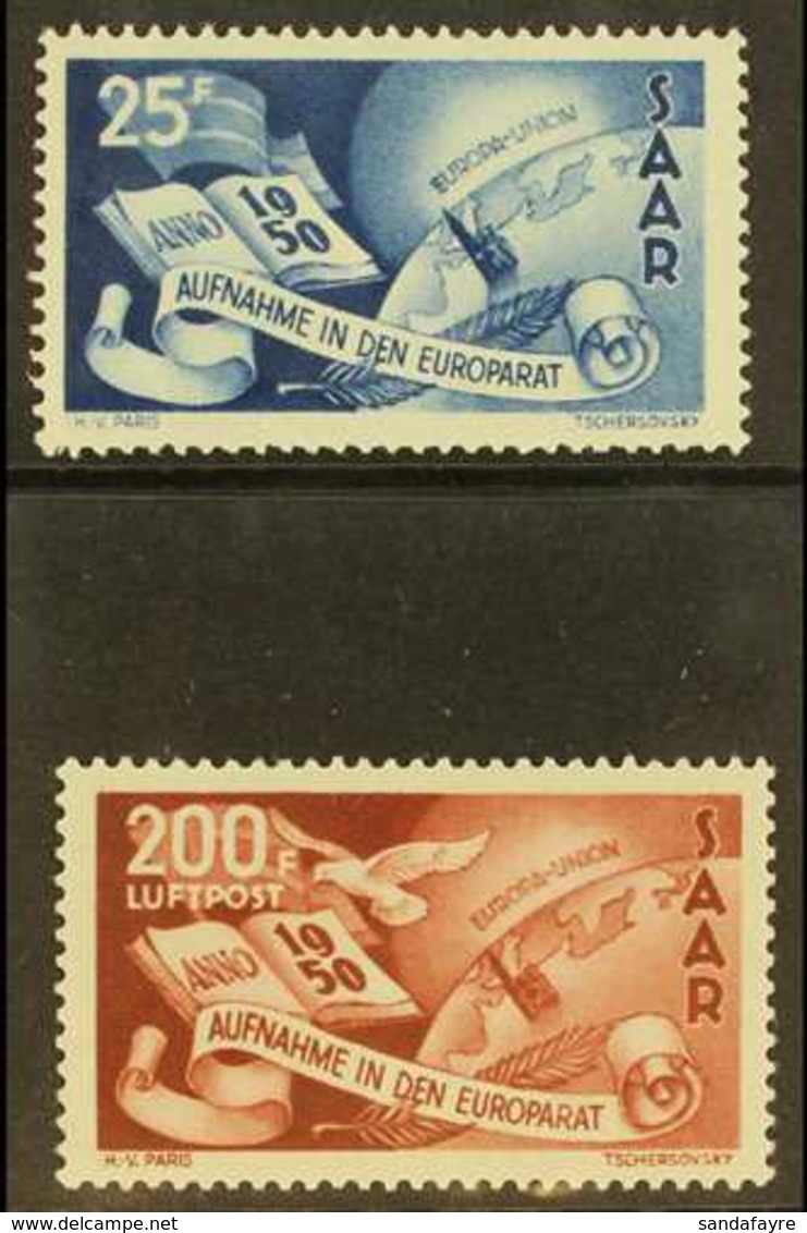 1950  Council Of Europe Complete Set (Michel 297/98, SG 294/95), Never Hinged Mint, Fresh. (2 Stamps) For More Images, P - Autres & Non Classés