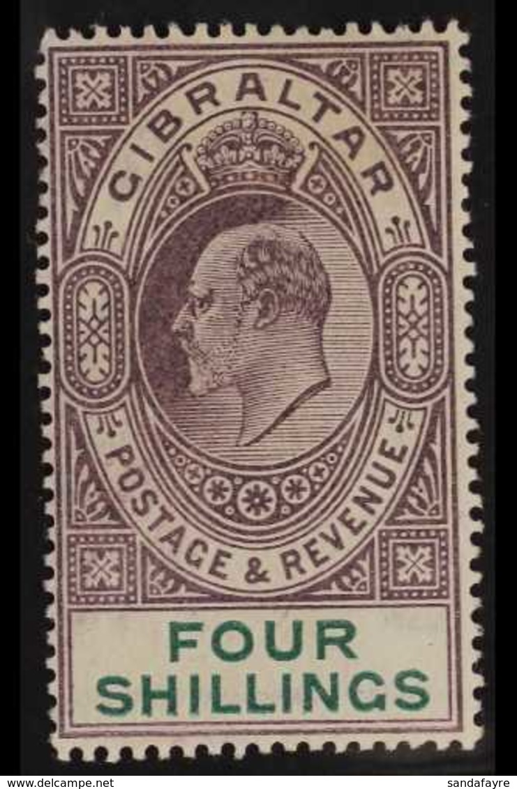 1903  4s Dull Purple And Green, Wmk Crown CA, SG 53, Very Fine Lightly Hinged Mint. For More Images, Please Visit Http:/ - Gibraltar