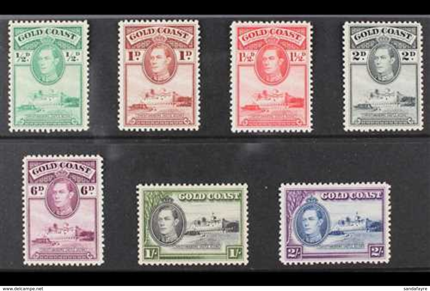 1938  PERF 12 KGVI Definitive ½d, 1d, 1½d, 2d, 6d, 1s And 2s (SG 120/23, 126, 128 & 130), Very Fine Mint. (7 Stamps) For - Gold Coast (...-1957)