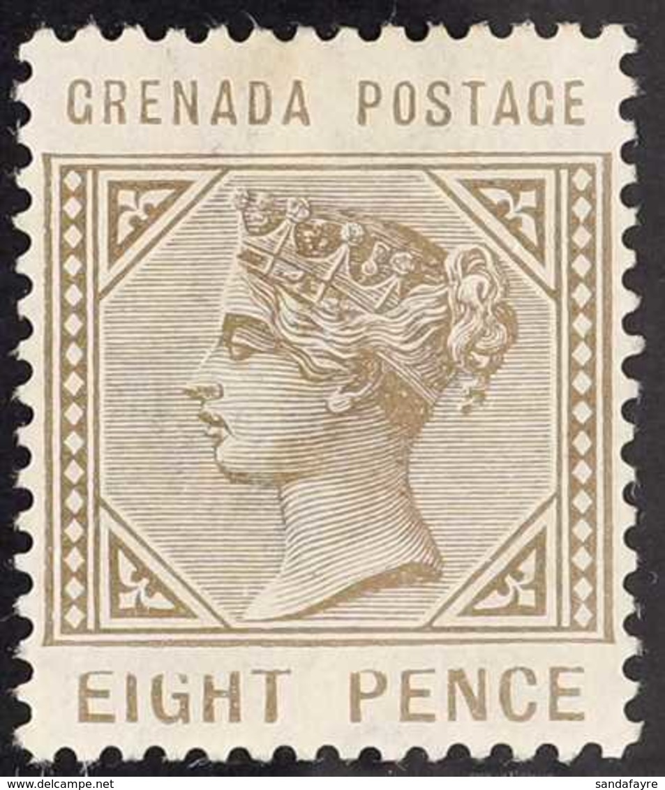 1883  8d Grey-brown Watermark Inverted With DAMAGED VALUE Variety (position R. 2/3), SG 35b, Fine Mint, Fresh. For More  - Grenada (...-1974)