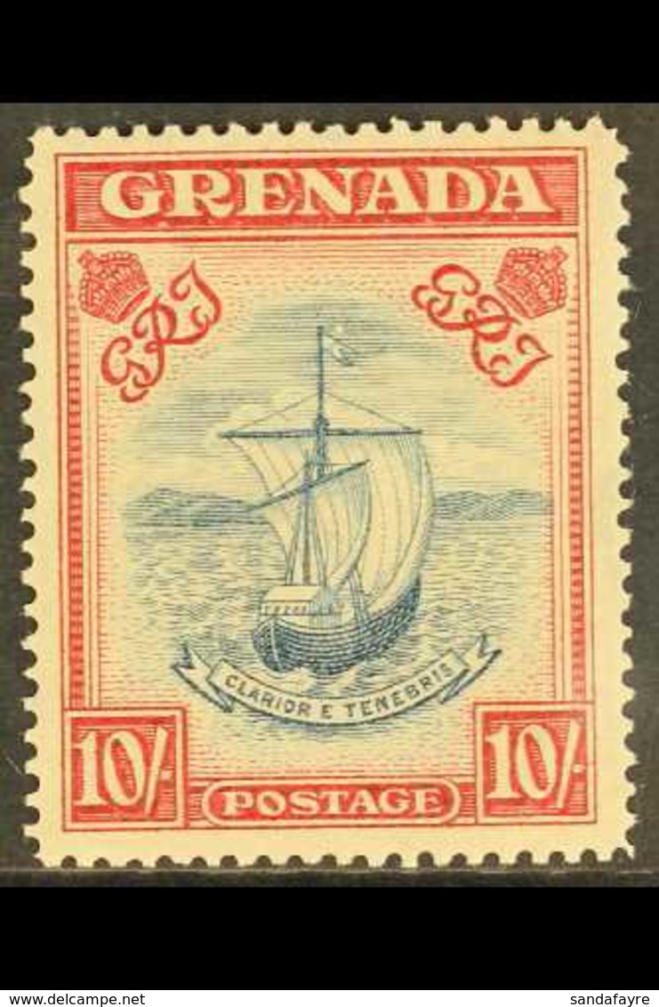 1938  10s Steel Blue And Bright Carmine, Perf. 14 Narrow Frames, SG 163a, Very Fine Lightly Hinged Mint. For More Images - Grenada (...-1974)