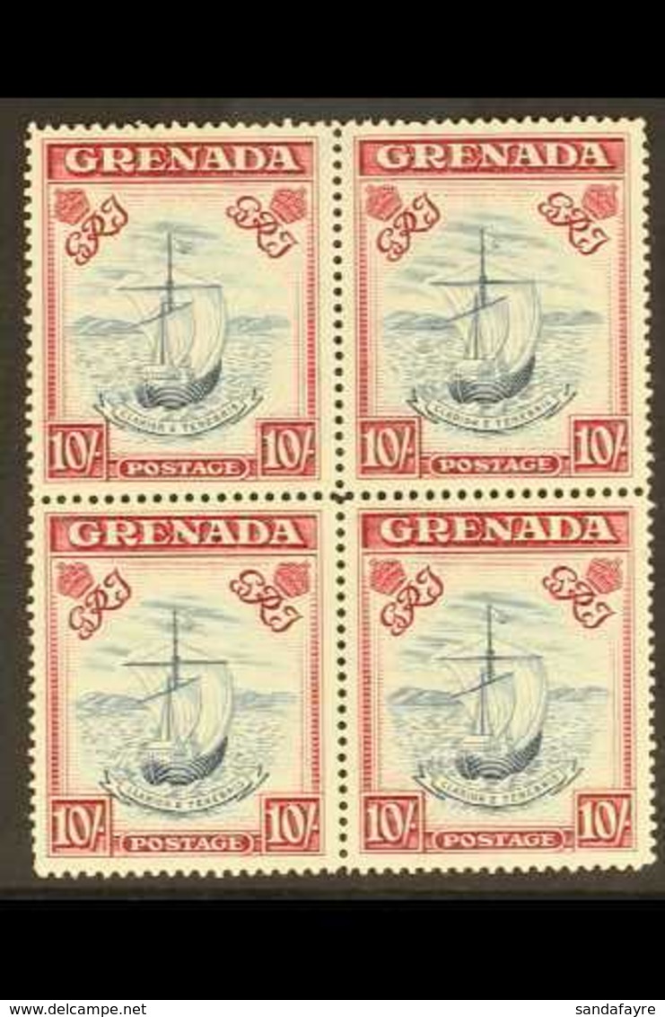 1944  10s Slate Blue And Carmine Lake, Wide Frame, SG 163d, Superb Never Hinged Mint Block Of Four. For More Images, Ple - Grenada (...-1974)