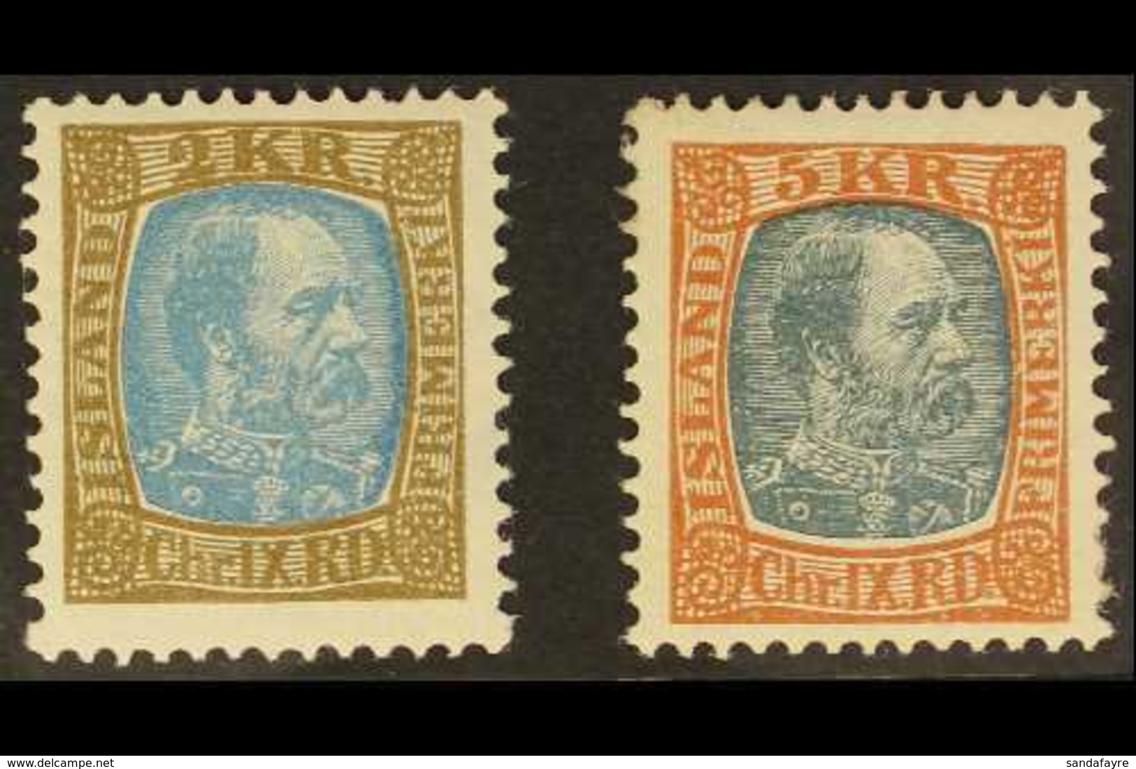1902  2kr And 5kr Christian IX High Values, Fac. 74/5, Very Fine Mint. (2 Stamps) For More Images, Please Visit Http://w - Sonstige & Ohne Zuordnung