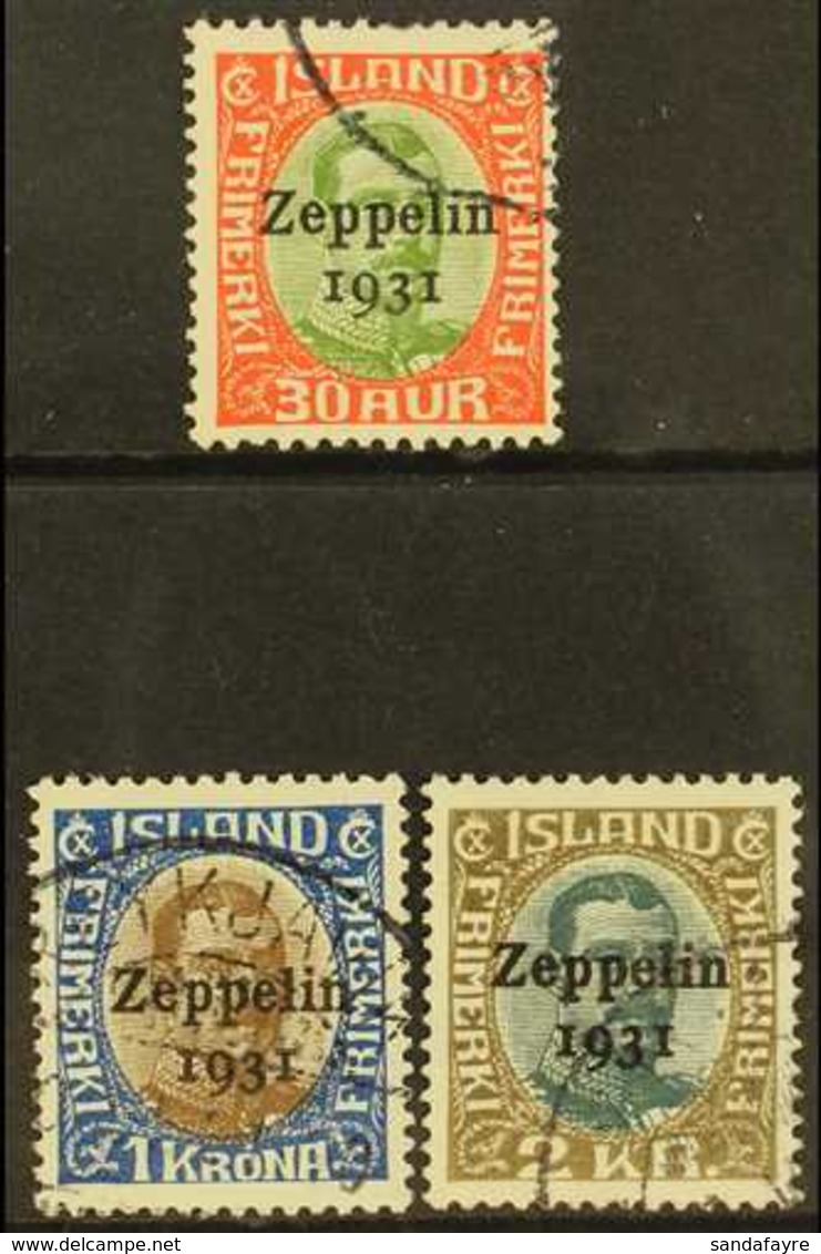 1931  Zeppelin Opt'd King Christian Set, Mi 147/49, SG 179/81, Very Fine Cds Used (3 Stamps) For More Images, Please Vis - Sonstige & Ohne Zuordnung