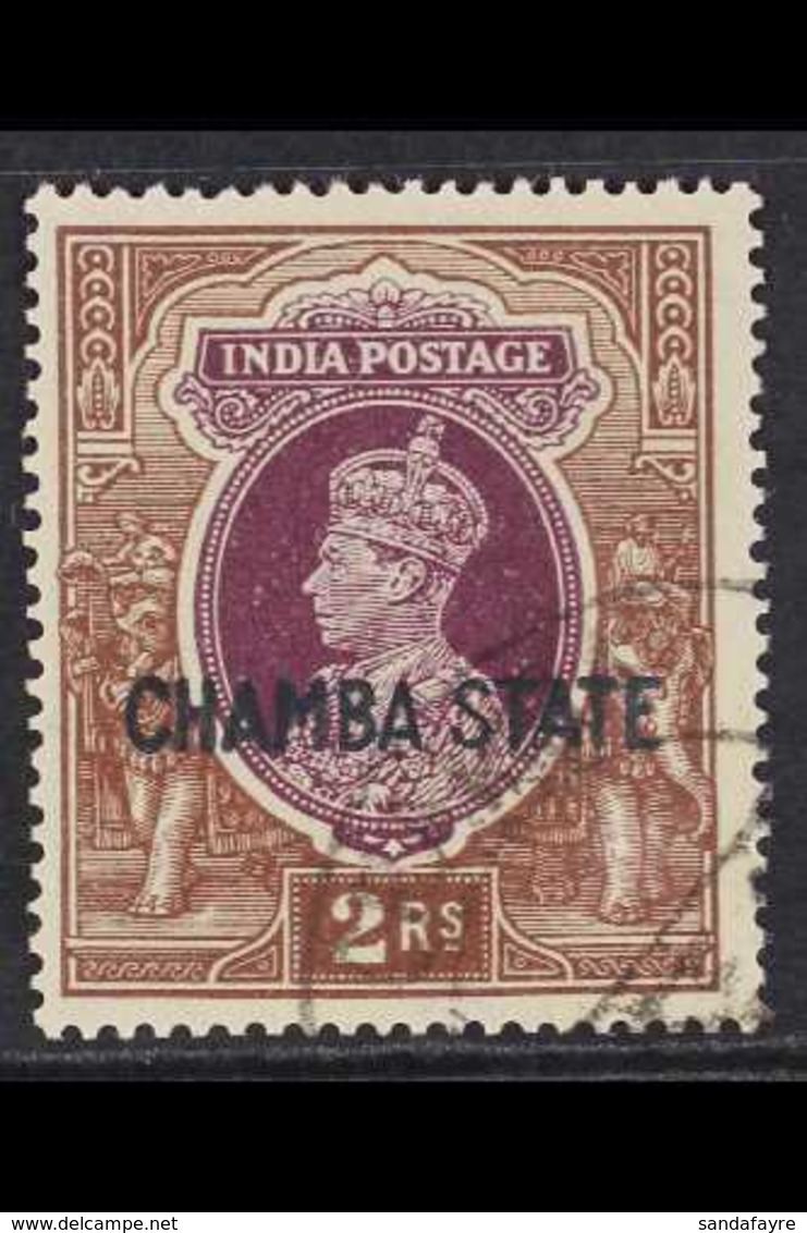 CHAMBA  1938 2r Purple & Brown Overprint, SG 95, Fine Cds Used With "Chamba" Cds Cancel, Very Fresh & Scarce. For More I - Sonstige & Ohne Zuordnung