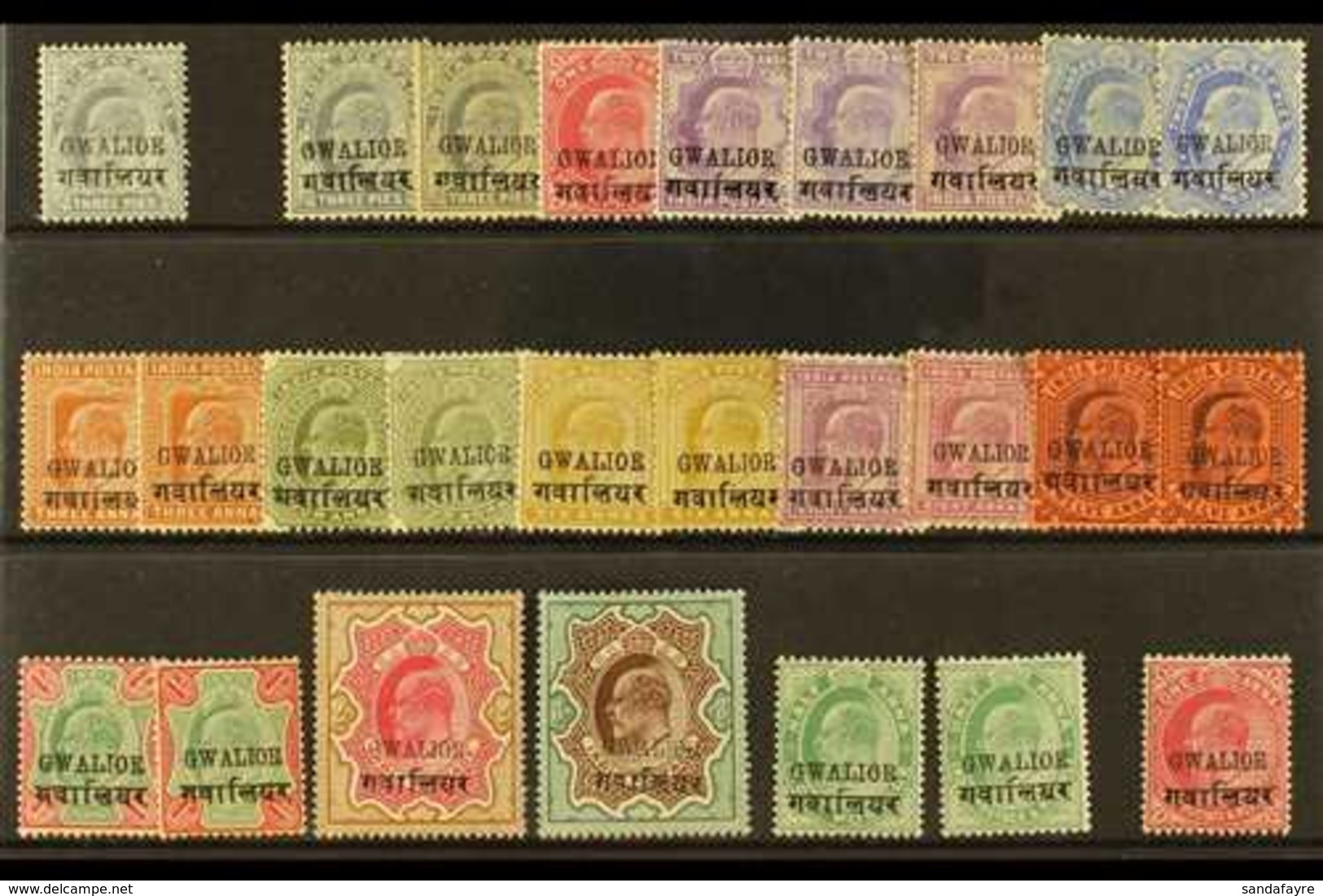 GWALIOR  1903-11 MINT KEVII MINT COLLECTION On A Stock Card That Includes The 1903-11 Edward VII Set To 3r With A Range  - Sonstige & Ohne Zuordnung