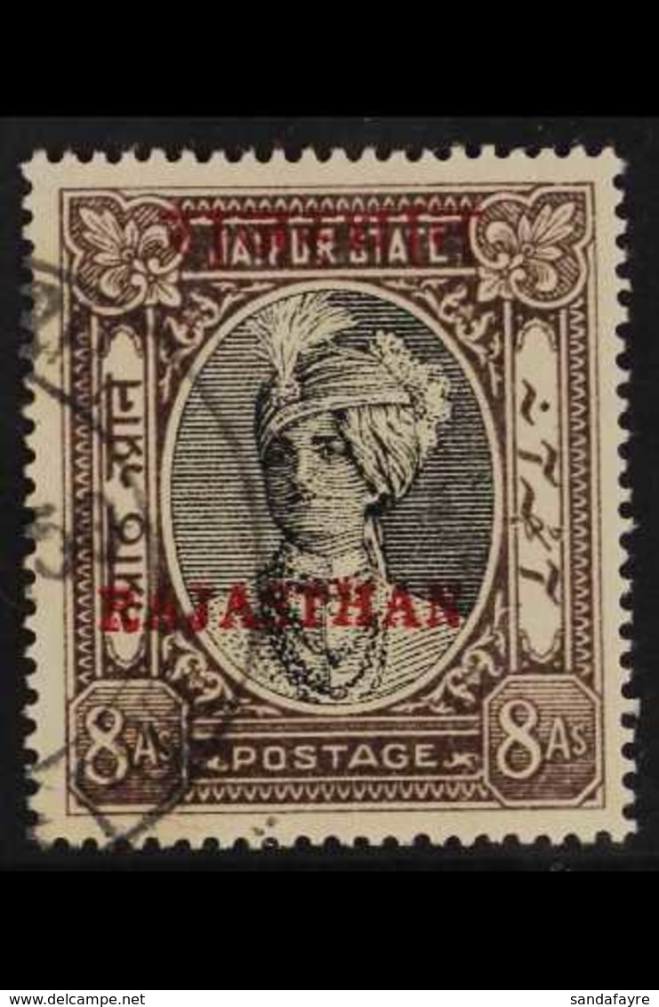 RAJASTHAN  1950 8a Black & Chocolate Of Jaipur, Red "Rajasthan" Opt, SG 24, Very Fine Used, A Lovely Example Of This Elu - Sonstige & Ohne Zuordnung