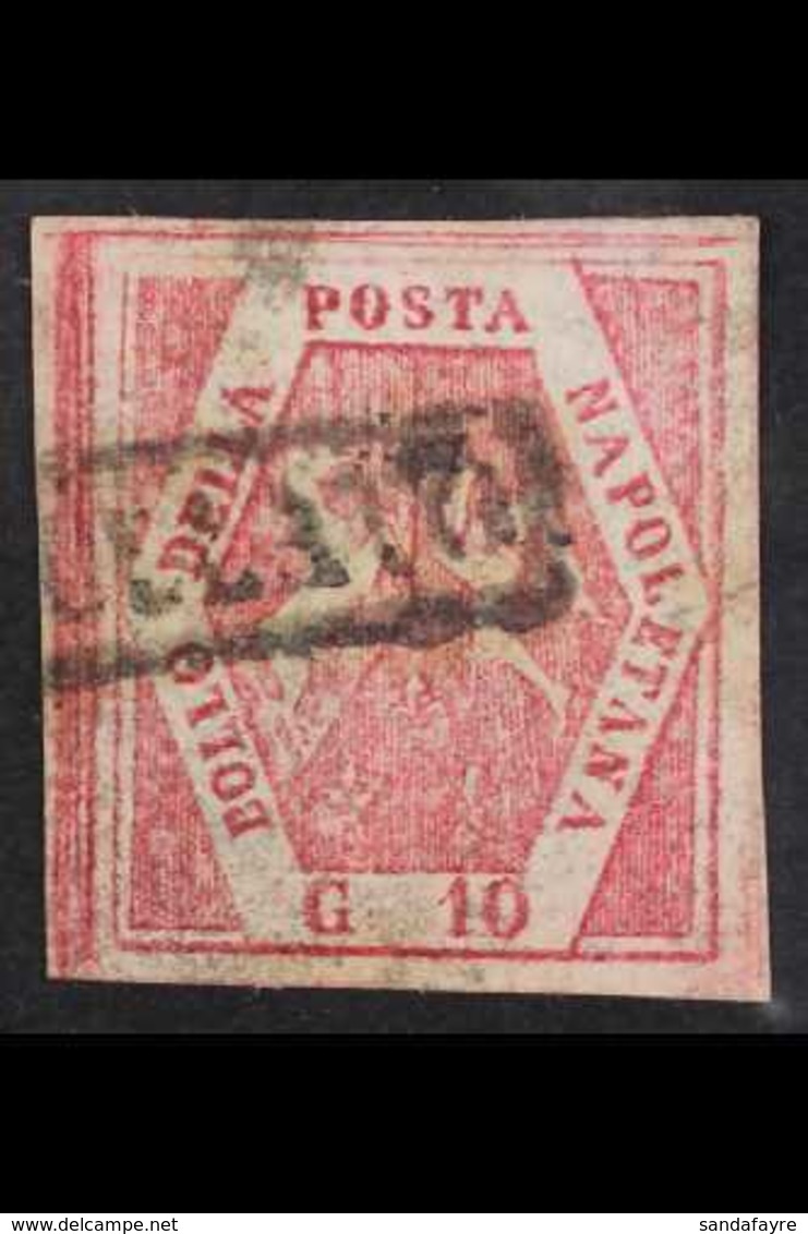 NAPLES  1859 - 61 10gr Carmine, Type II, POSTAL FORGERY, Sass F4a, Very Fine Used. For More Images, Please Visit Http:// - Ohne Zuordnung