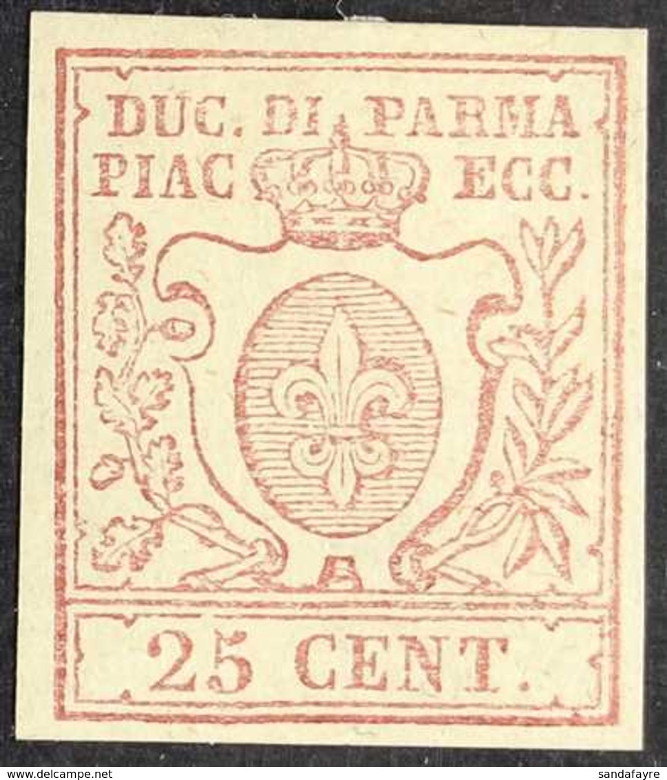 PARMA  1857 25c Lilac Brown, Sass 10, Superb Mint Og. Lovely Fresh Stamp. Cat Sass €1100 (£980) For More Images, Please  - Ohne Zuordnung