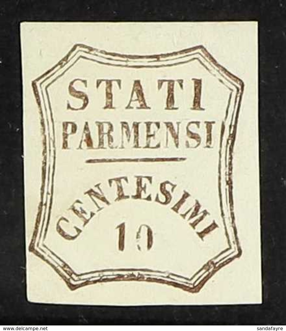 PARMA  PROVISIONAL GOVERNMENT 1859 10c Brown (Sassone 14, SG 29), Fine Mint, Four Clear To Large Margins, Expertized Sch - Ohne Zuordnung