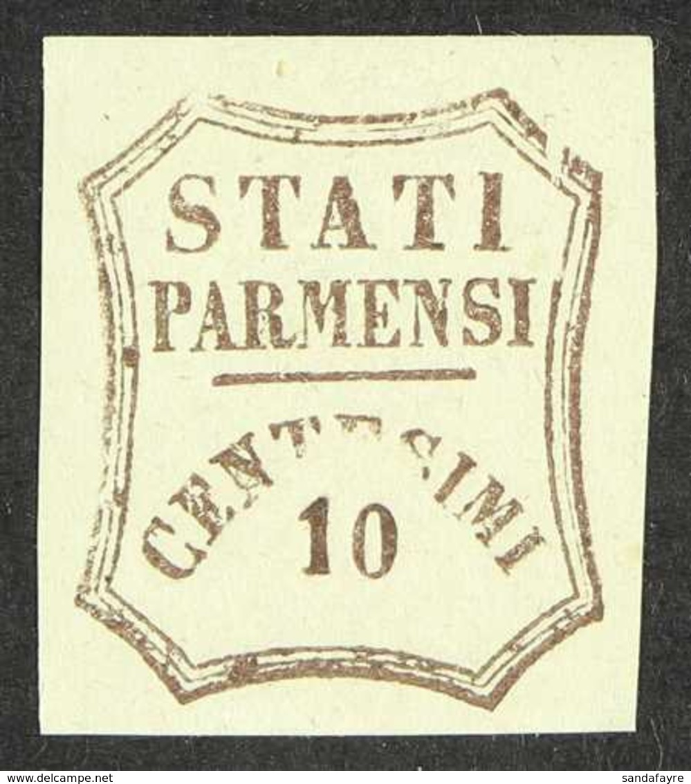 PARMA  PROVISIONAL GOVERNMENT 1859 10c Brown (Sassone 14, SG 29), Fine Mint, Showing Damaged "TES" And Broken Frame At T - Ohne Zuordnung