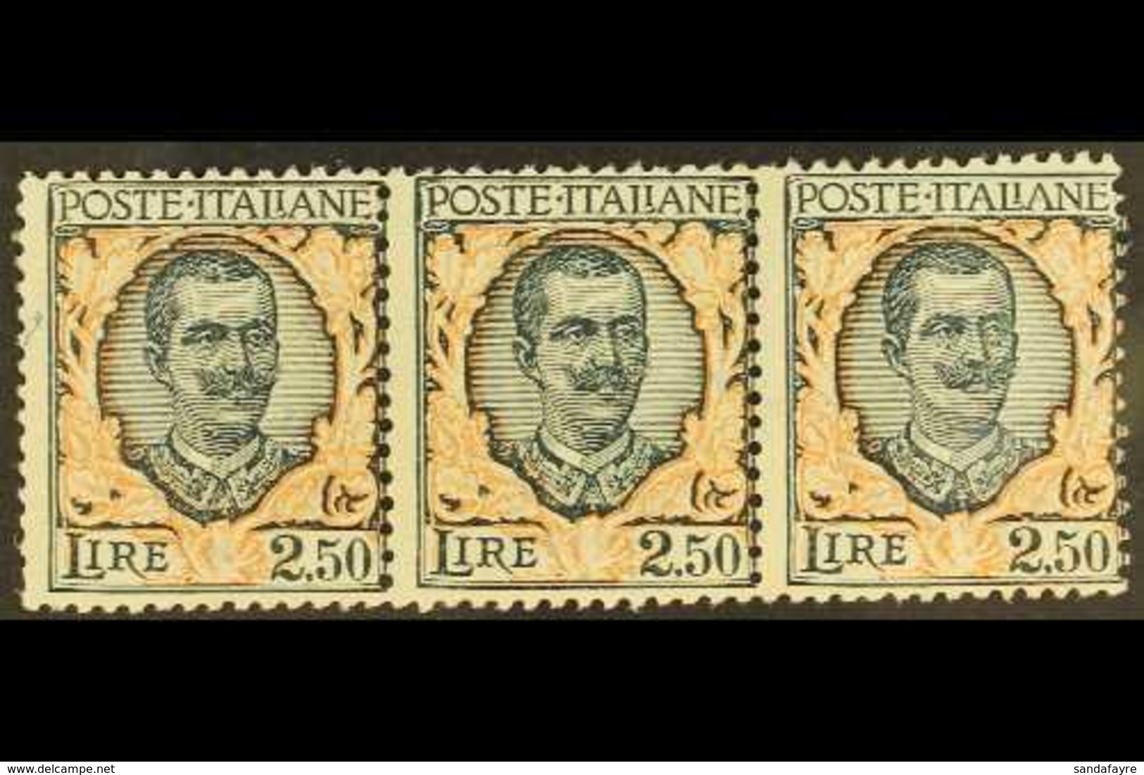 1926  2.50L Dark Green & Orange, Horizontal STRIP OF THREE, Sassone 203, Mi 243, Never Hinged Mint. For More Images, Ple - Ohne Zuordnung