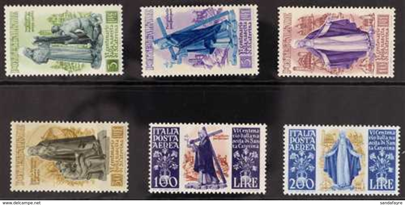 1948  St Catherine Of Siena (postage And Air) Complete Set (Sass. S. 133, SG 698/703), Never Hinged Mint. (6 Stamps) For - Unclassified