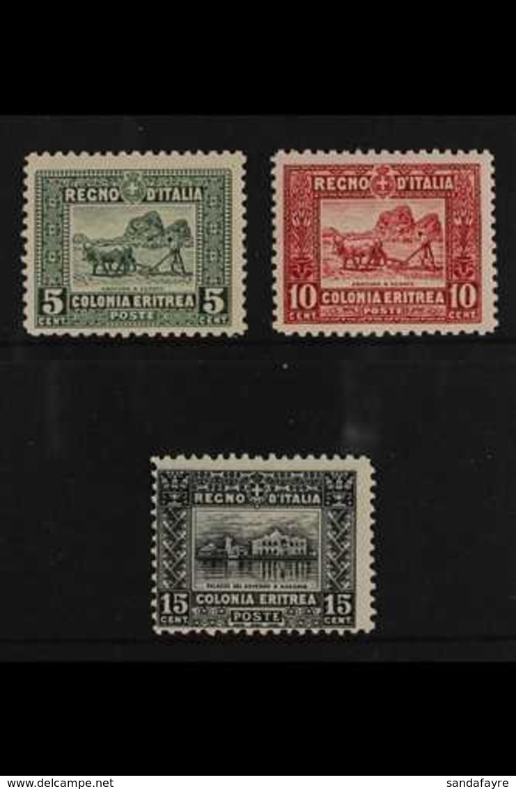 ERITREA  1928-29 Pictorials Perf 11 Complete Set (SG 38/40, Sassone 129/31), Fine Mint, The Key 5c Value Expertized A.Di - Sonstige & Ohne Zuordnung