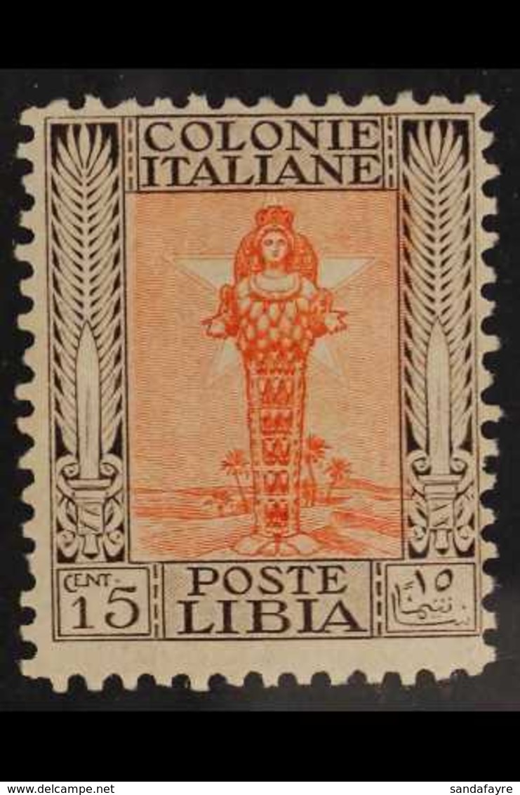 LIBYA  1926 (no Wmk) 15c Orange And Sepia, Perf 11 (Sass 62, SG 52a), Mint, Small Hinge Thin. Cat €900. For More Images, - Sonstige & Ohne Zuordnung