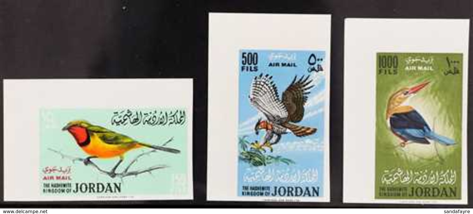 1964  Bird "Air" Set, Variety Imperforate, Michel 490B/92B, As Scott C26/28 & SG 627/29, Never Hinged Mint (3 Stamps) Fo - Jordanien