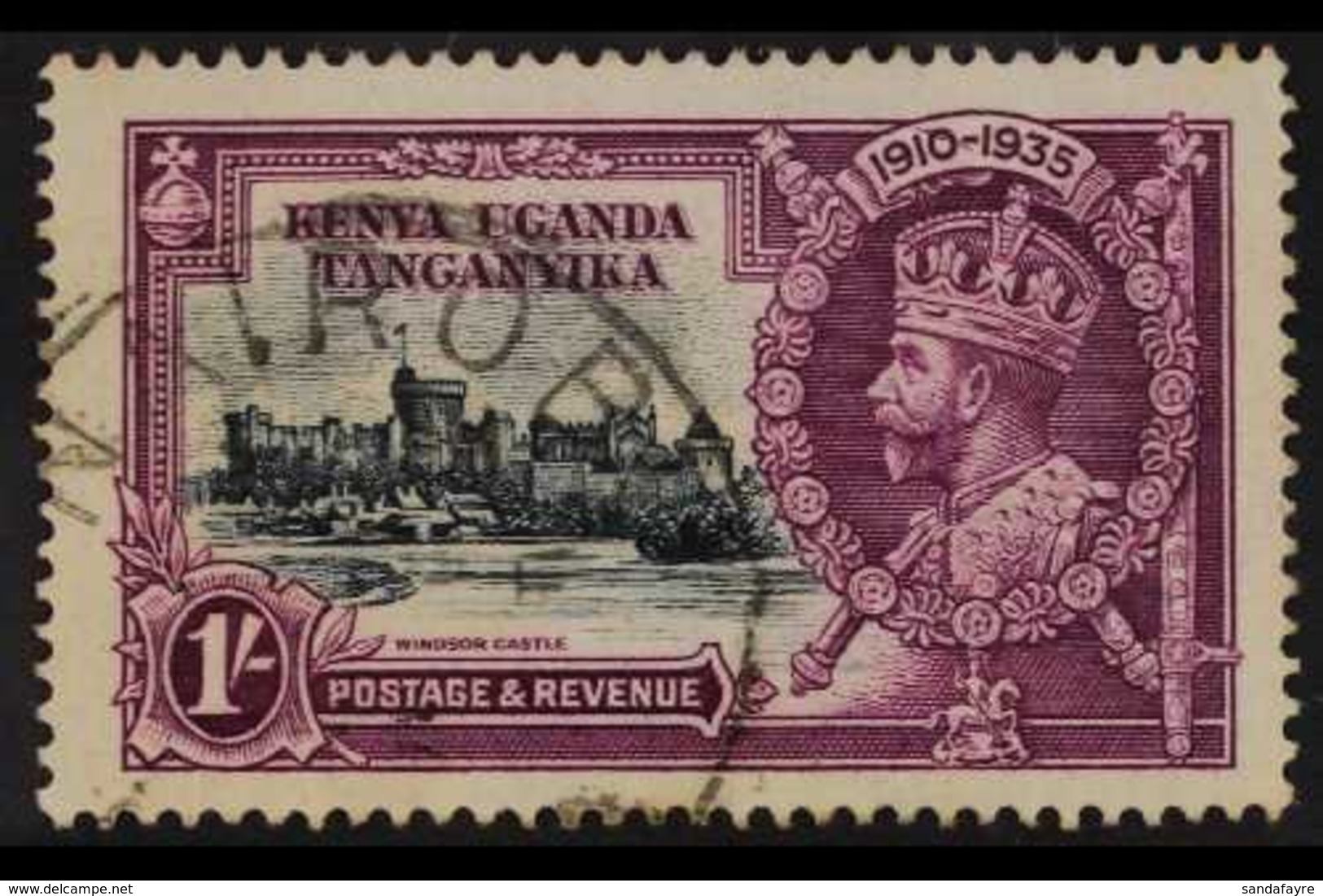 1935 SILVER JUBILEE VARIETY  1s Slate & Purple "LINE THROUGH '0' OF 1910" Variety, SG 127L, Fine Cds Used For More Image - Vide