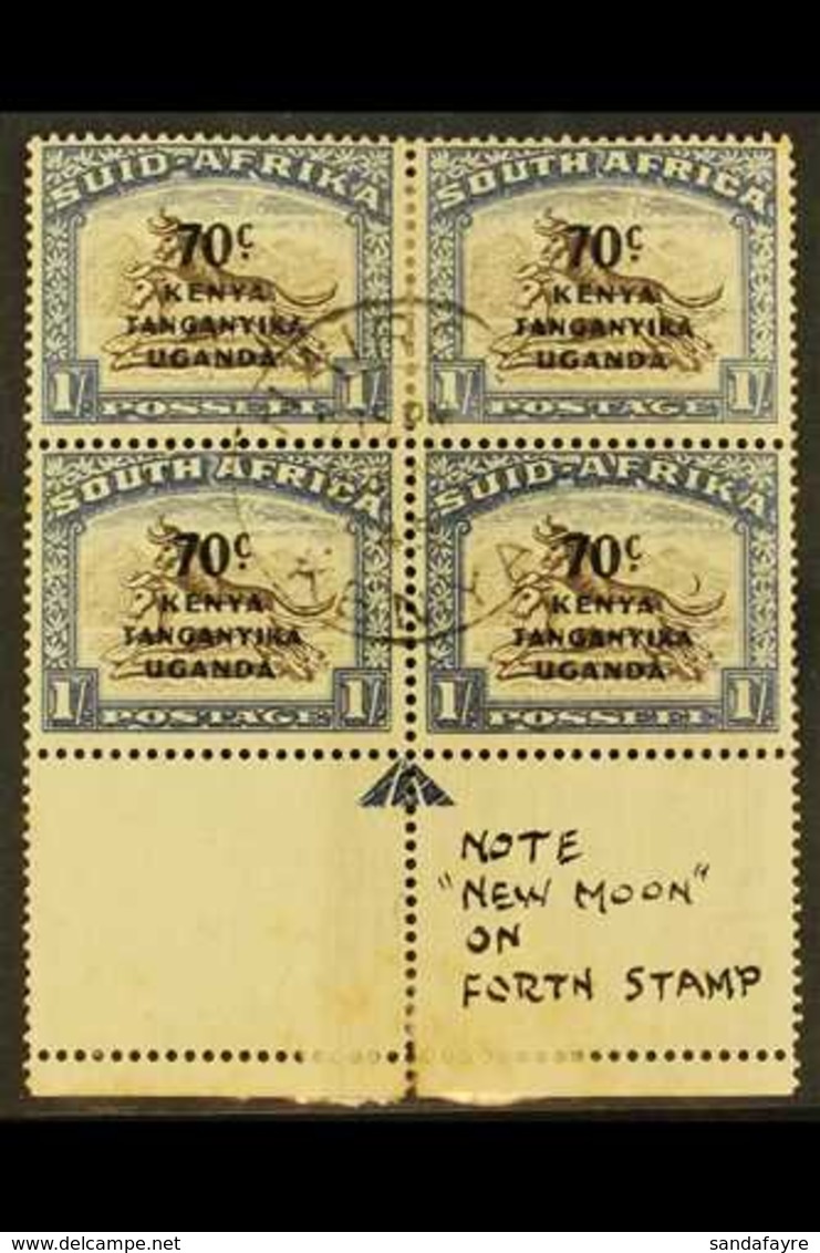 1941  70c On 1s Brown And Chalky Blue Block Of 4 With The "arrow" Guide Mark In Lower Selvage, The Bottom Pair Shows The - Vide