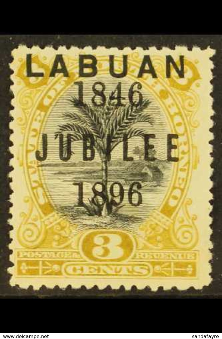 1896  3c Black & Ochre "Jubilee" Overprint Perf 13½-14, Comp 12-13, SG 85f, Mint Part Gum, Small Grease Spot On Gum, Fre - Nordborneo (...-1963)