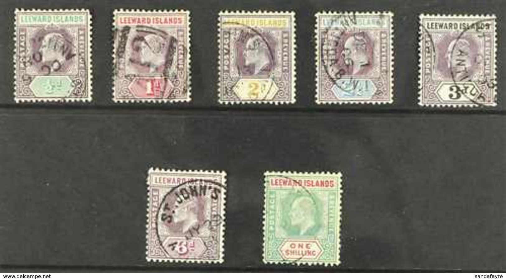 1905  Ed VII Set , Wmk MCA, SG 29/35, Fine Used. Elusive Set. (7 Stamps) For More Images, Please Visit Http://www.sandaf - Leeward  Islands