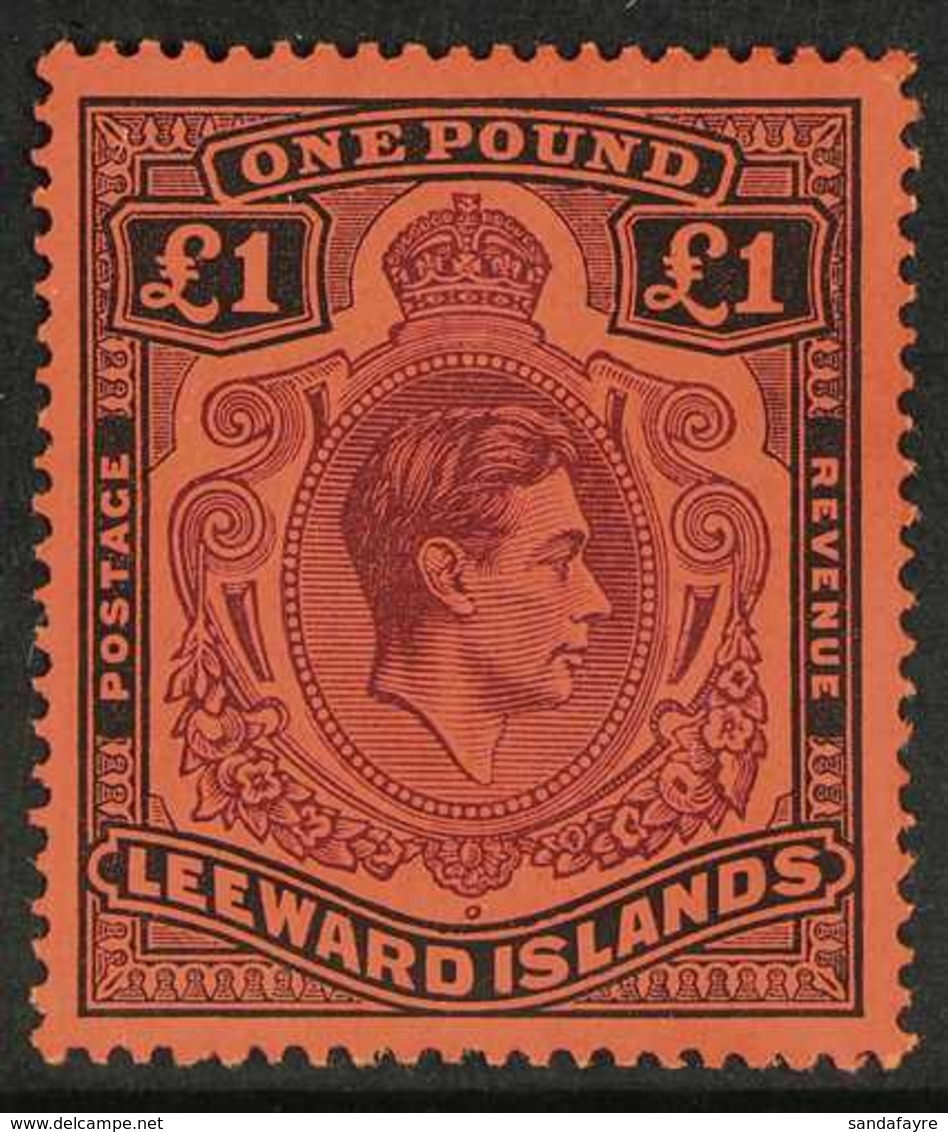 1938  £1 Brown- Purple And Black On Red, SG 114, Very Fine Mint. For More Images, Please Visit Http://www.sandafayre.com - Leeward  Islands