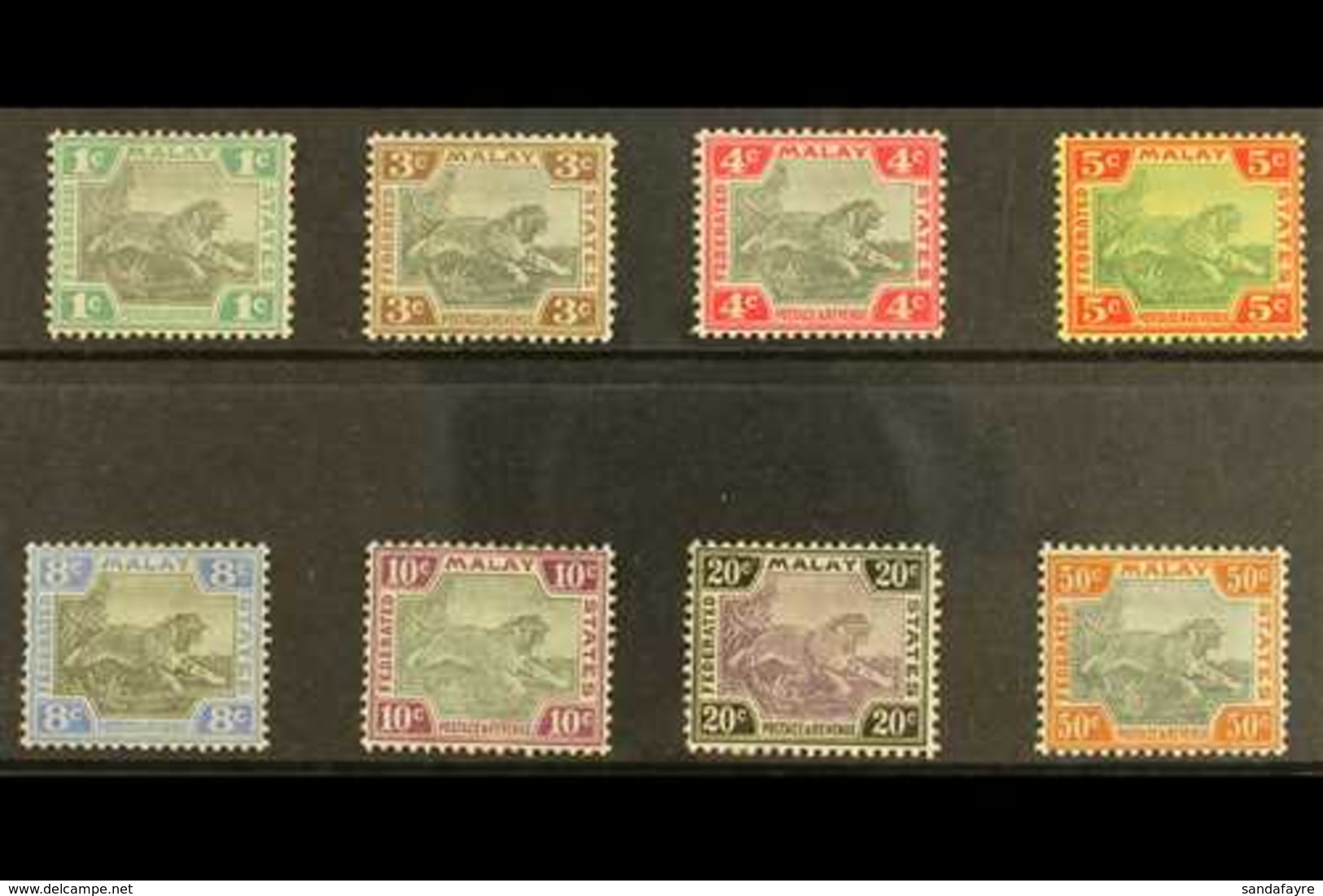 FMS  1900 1c - 50c, Tiger Set Wmk Crown CA, 10c And 50c Centres In Grey, SG 15/22 (20a, 22a) Very Fine And Fresh Mint. F - Sonstige & Ohne Zuordnung