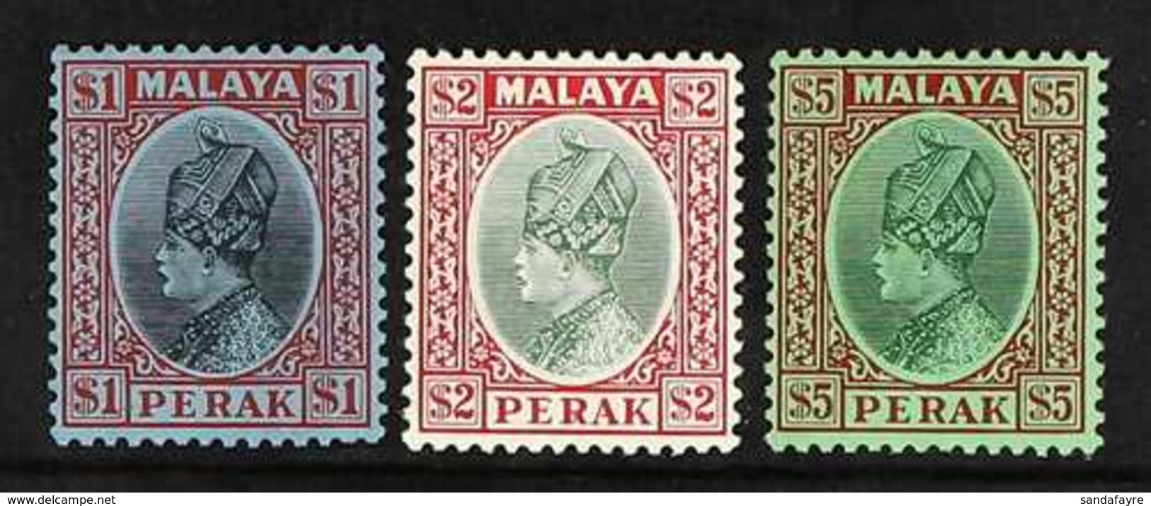 PERAK  1935 $1 - $5 Sultan Iskandar High Values, SG 100/102, Very Fine Mint. (3 Stamps) For More Images, Please Visit Ht - Sonstige & Ohne Zuordnung