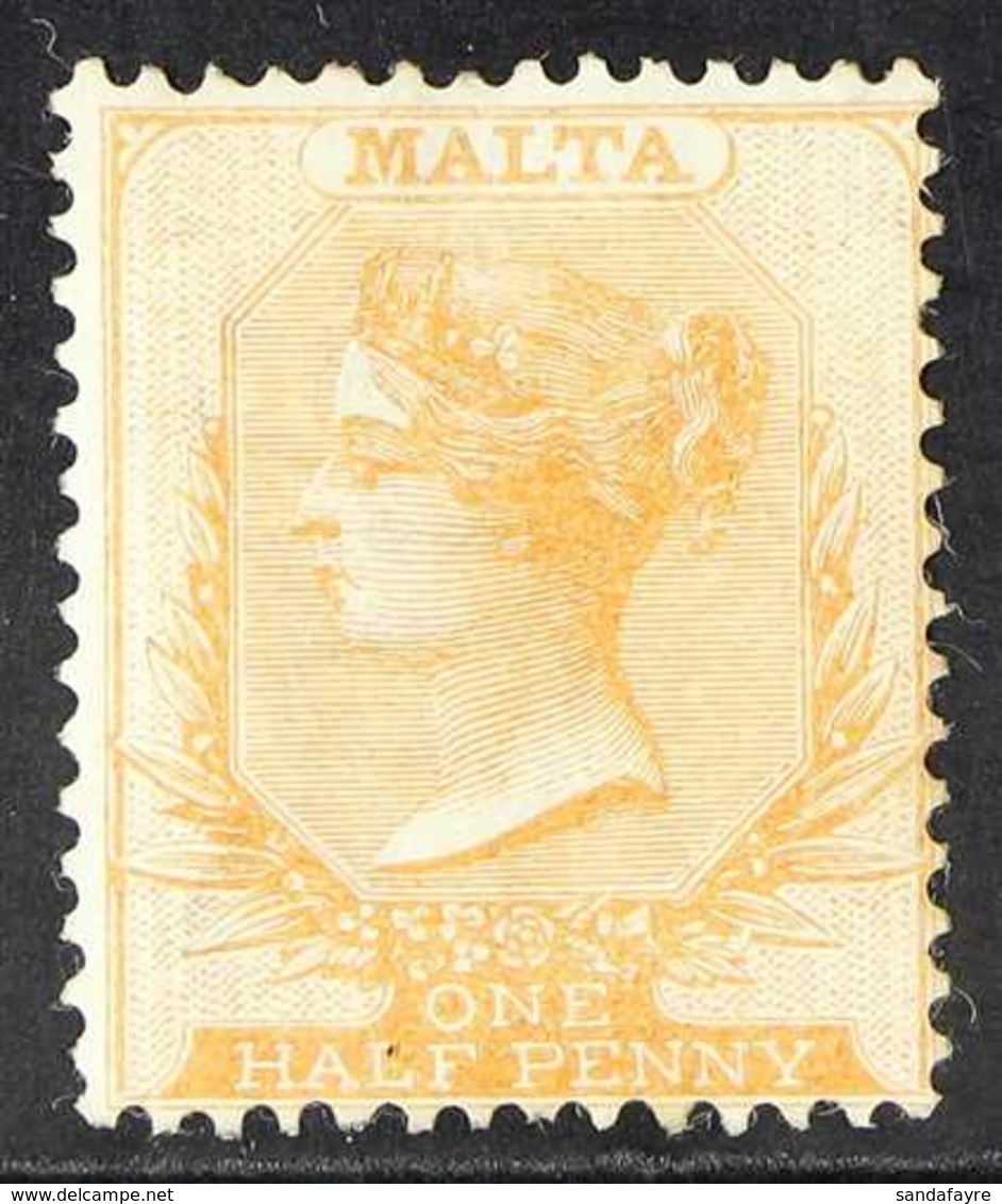 1863  ½d Bright Orange Yellow, SG 12, Very Fine Mint, Large Part Og. For More Images, Please Visit Http://www.sandafayre - Malta (...-1964)