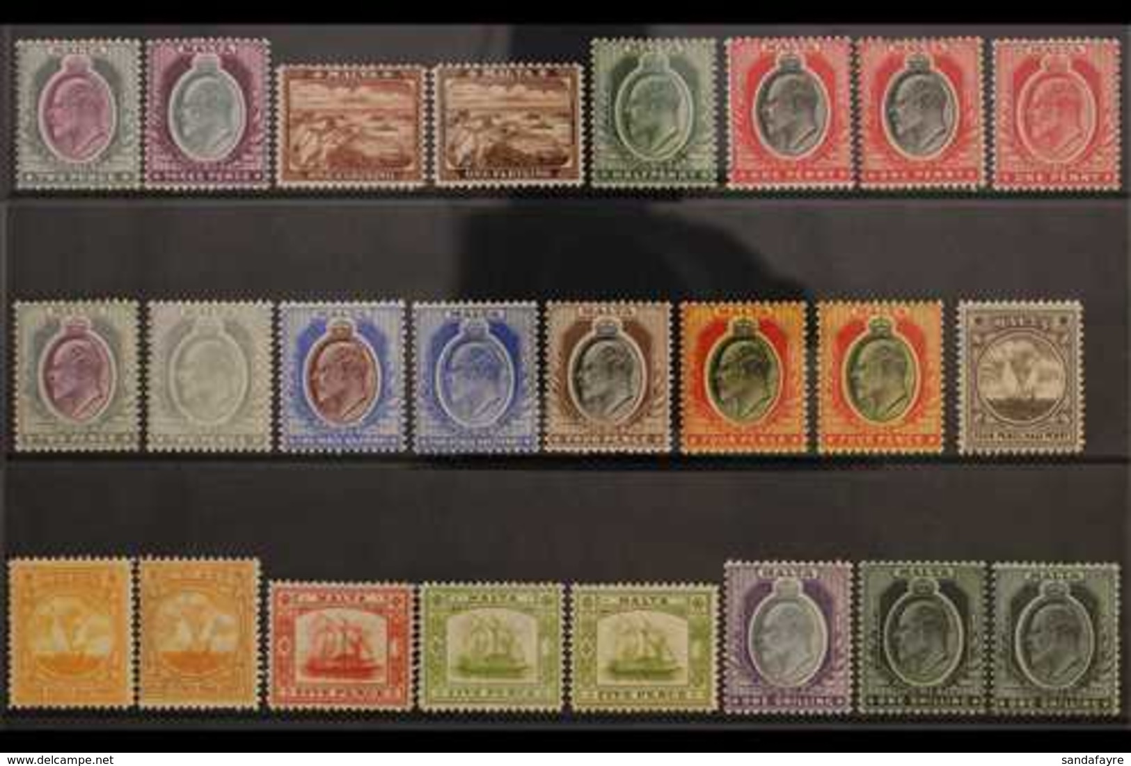 1903-14 KEVII MINT COLLECTION  Presented On A Stock Card That Includes 1903-04 CA Wmk 2d & 3d, 1904-14 Set To Both Colou - Malta (...-1964)