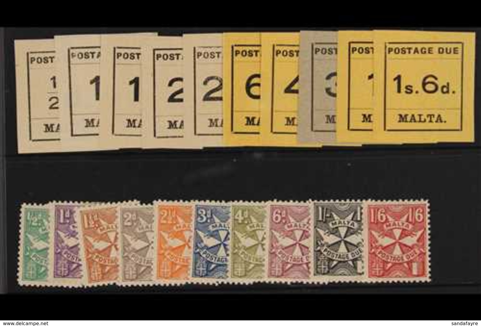 1925  The Two Postage Due Sets, SG D1/20, Fine Mint. (20) For More Images, Please Visit Http://www.sandafayre.com/itemde - Malta (...-1964)