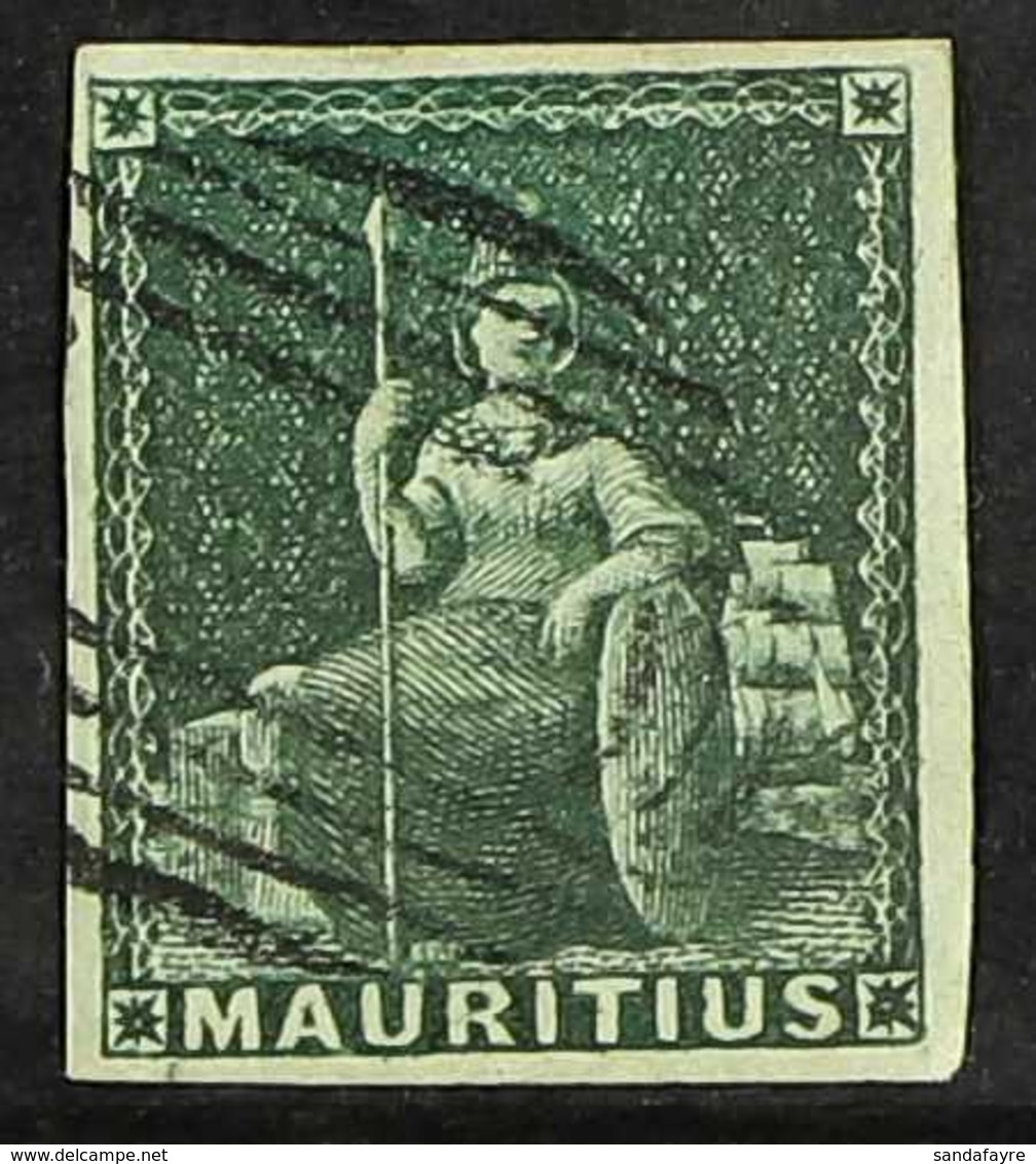 1858-62  (4d) Green Britannia, Imperf, SG 27, Four Clear Margins, Very Fine Used With Lovely Colour! For More Images, Pl - Mauritius (...-1967)
