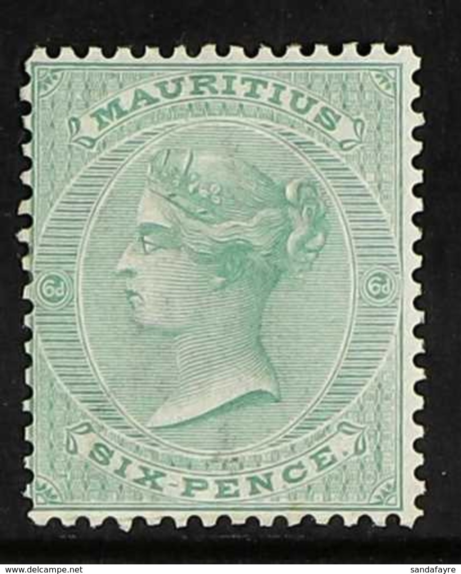 1863-72  6d Blue-green, SG 65, Fine Mint, Very Fresh. For More Images, Please Visit Http://www.sandafayre.com/itemdetail - Mauritius (...-1967)