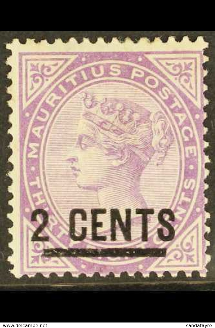 1886  2c On 38c Bright Purple, SG 116, Mint. For More Images, Please Visit Http://www.sandafayre.com/itemdetails.aspx?s= - Mauritius (...-1967)