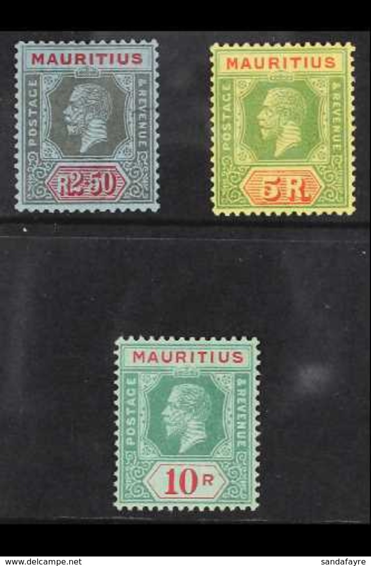 1913-22  Watermark Multi Crown CA 2r50 Black And Red On Blue, Die I (SG 202), 5r Green And Red On Pale Yellow, Die II (S - Mauritius (...-1967)