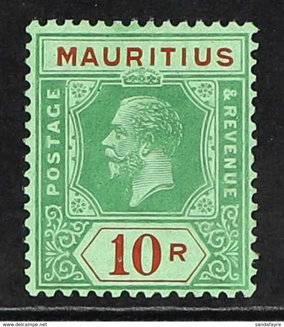1921-34  10r Green & Red On Emerald KGV, SG 241, Never Hinged Mint, Tiny Natural Gum Disturbance, Fresh. For More Images - Mauritius (...-1967)