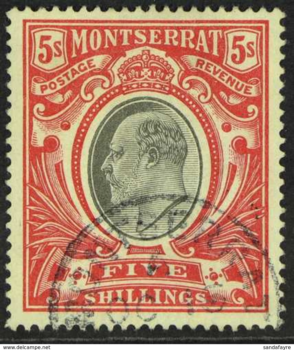 1903  5s Black And Scarlet, Wmk CC,  ED VII, SG 23, Very Fine Used For More Images, Please Visit Http://www.sandafayre.c - Montserrat