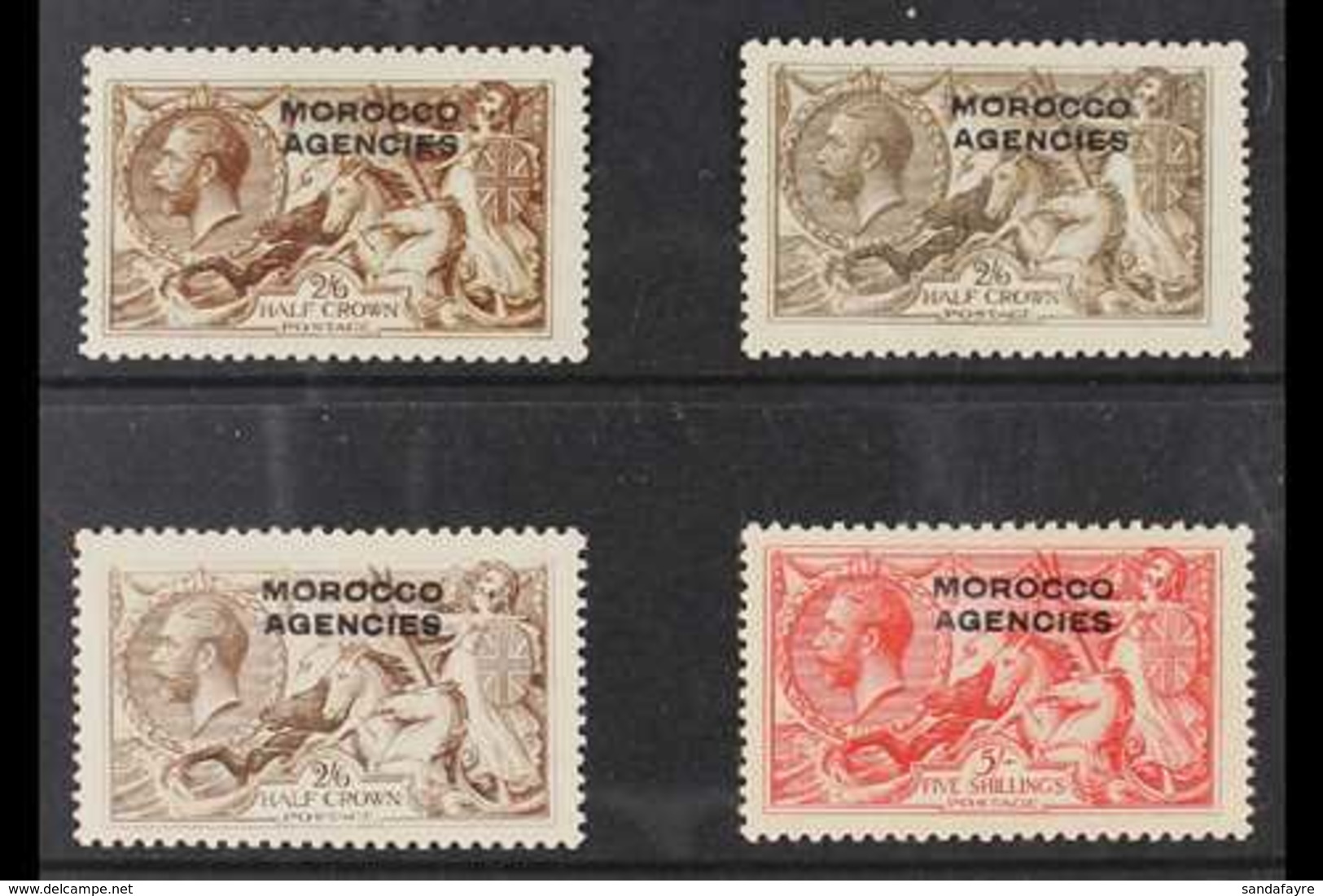 BRITISH CURRENCY  1914-31 SEAHORSES 2s6d Waterlow, D.L.R. And B.W. Printings, Plus The B.W. 5s, SG 50/54, Fine Fresh Min - Sonstige & Ohne Zuordnung